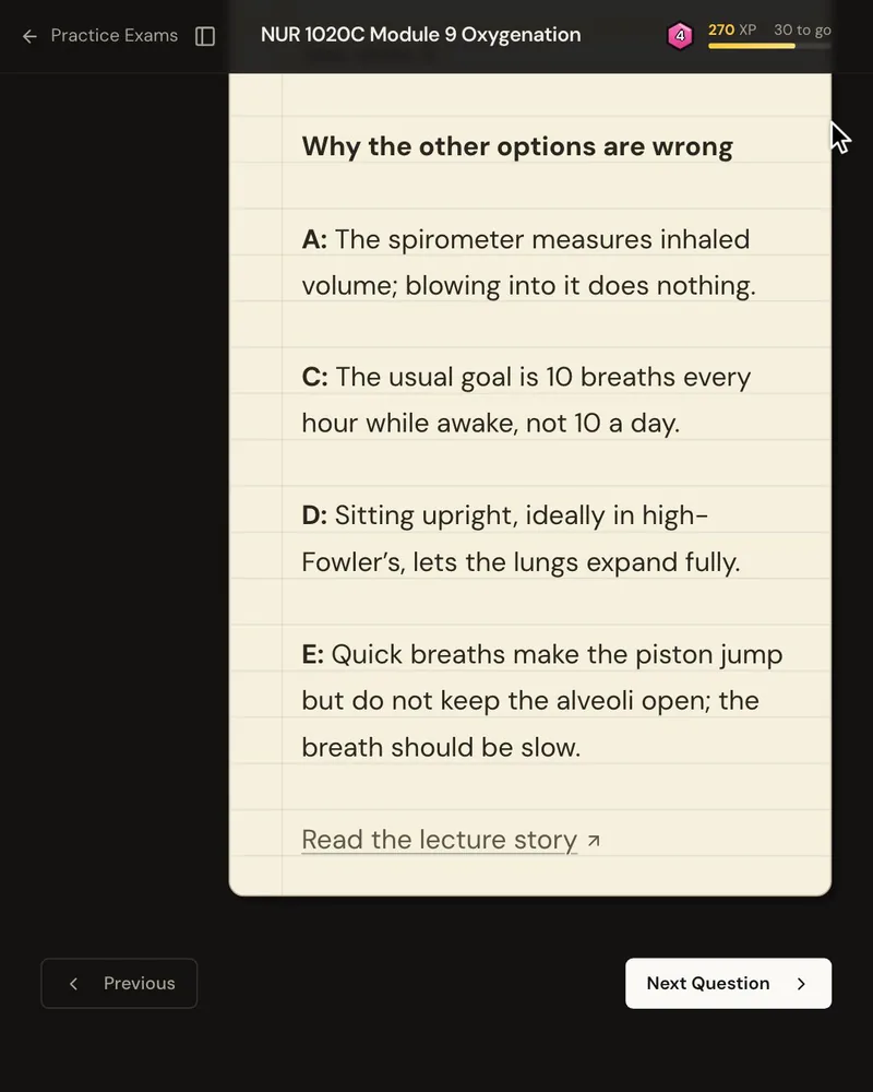 The explanation’s “Why the other options are wrong” list, one reason for each wrong option