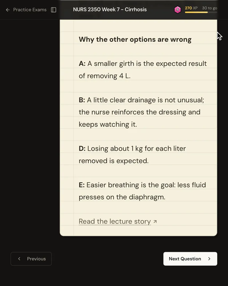 The explanation’s “Why the other options are wrong” list, one reason for each wrong option