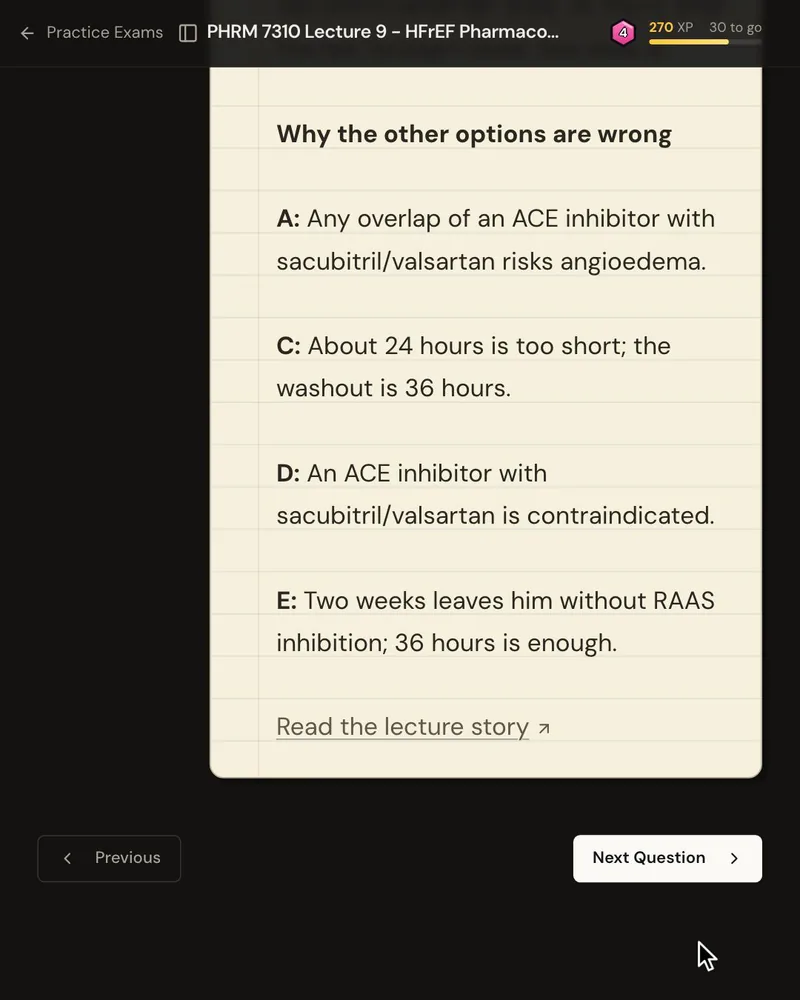 The explanation’s “Why the other options are wrong” list, one reason for each wrong option