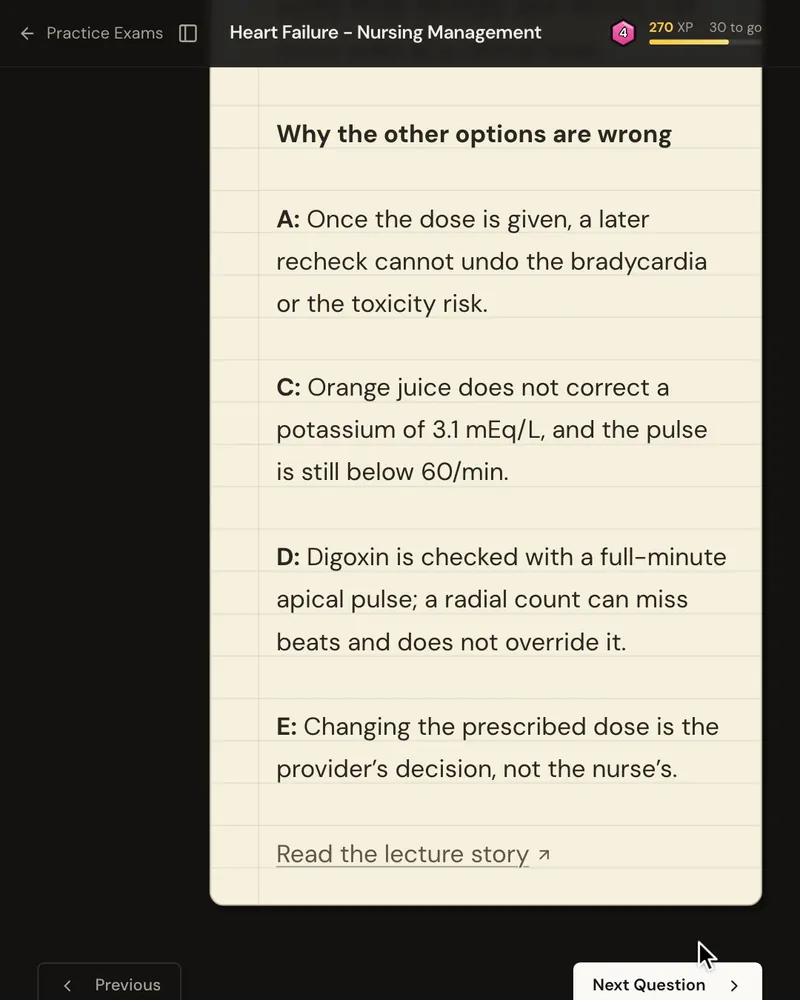 The explanation’s “Why the other options are wrong” list, one reason for each wrong option